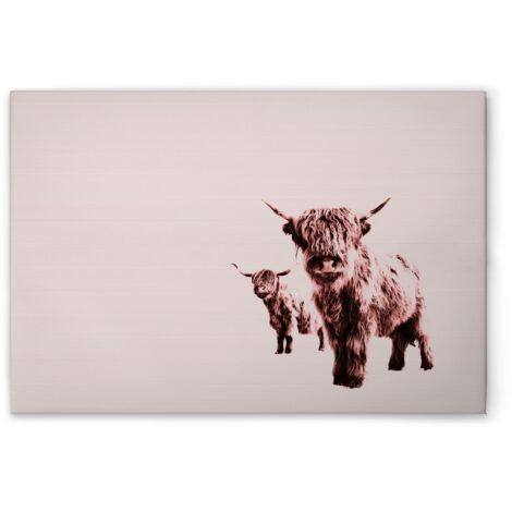 Leinwandbild Tiere Kühe M1-No.51147 - Kunstdruck auf Leinwand in Beige Braun - Wandbild 60 x 40 cm