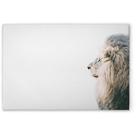 Leinwandbild Tiere Löwe M1-No.51096 - Kunstdruck auf Leinwand in Weiß Creme - Wandbild 45 x 30 cm