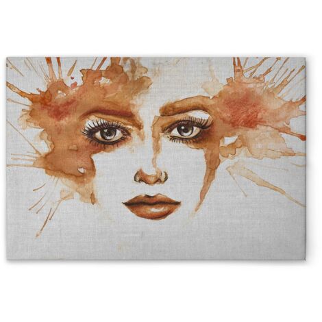 Leinwandbild Wasserfarben Kunst M1-No.51261 - Kunstdruck auf Leinwand in Grau Orange - Wandbild 45 x 30 cm