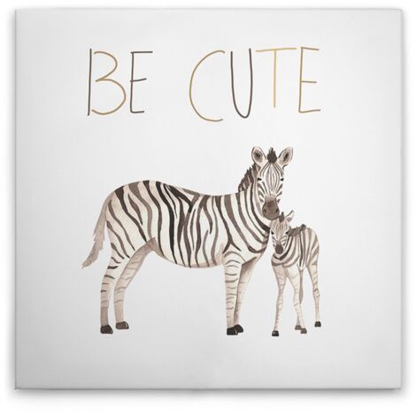 Leinwandbild Zebras M1-No.50605 - Kunstdruck auf Leinwand in Beige Grau - Wandbild 30 x 30 cm
