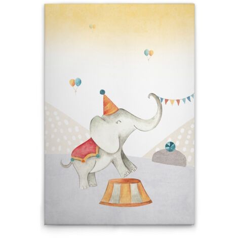 Leinwandbild Zirkus Elefant Kinderzimmer M1-No.50554 - Kunstdruck auf Leinwand in Bunt Beige - Wandbild 30 x 40 cm
