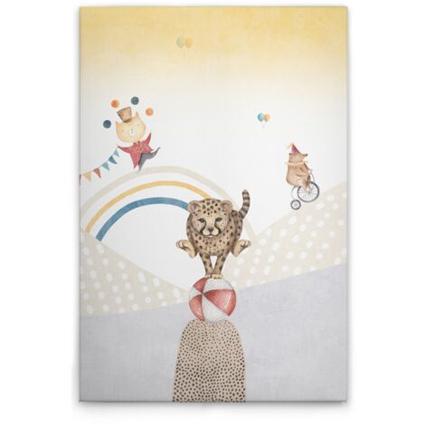 Leinwandbild Zirkus Tiger Kinderzimmer M1-No.50556 - Kunstdruck auf Leinwand in Bunt Beige - Wandbild 30 x 40 cm