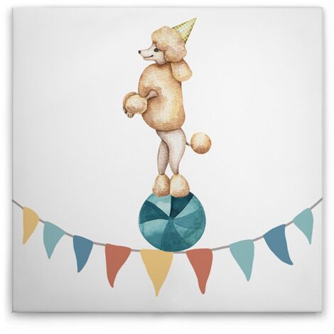 Leinwandbild Zirkus Wimpel Kinderzimmer M1-No.50562 - Kunstdruck auf Leinwand in Bunt Blau - Wandbild 30 x 30 cm