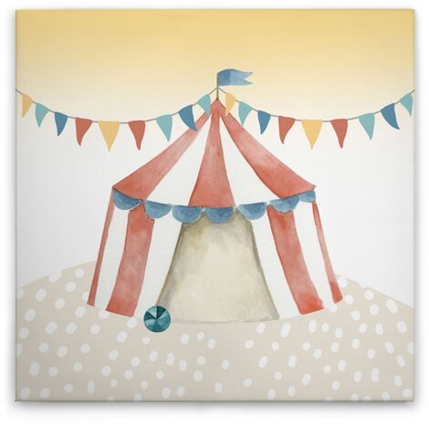 Leinwandbild Zirkuszelt Kinderzimmer M1-No.50568 - Kunstdruck auf Leinwand in Bunt Beige - Wandbild 30 x 30 cm