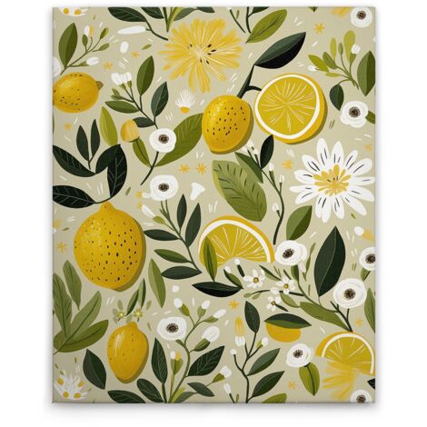 Leinwandbild Zitronen M1-No.51867 - Kunstdruck auf Leinwand in Beige Gelb - Wandbild 40 x 50 cm