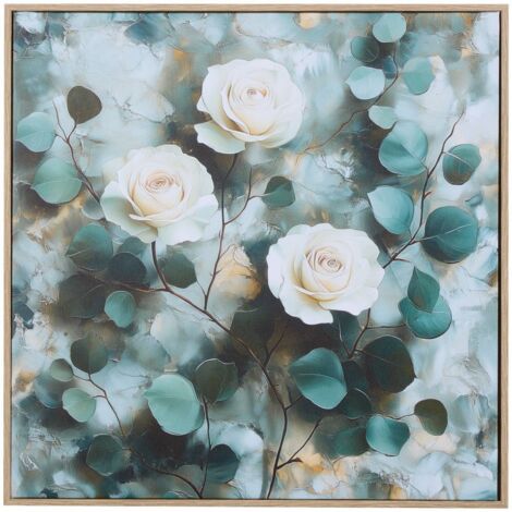 Leinwanddruck Blumen 40x40cm blau - Atmosphera créateur d'intérieur