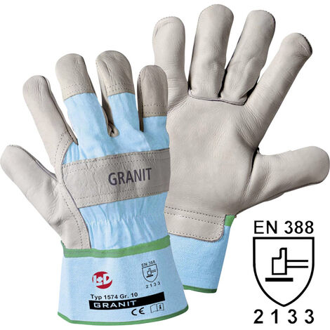 Leipold Doehle 1574-9 Granit Rindnarbenleder Arbeitshandschuh Größe (Handschuhe): 9, L EN 388   CAT