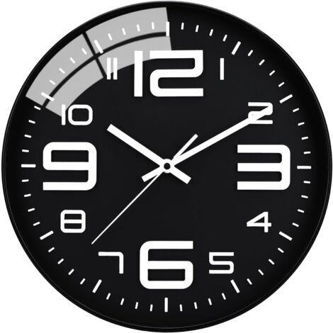 Leise Uhr, 30 cm, leise Quarzuhren, batteriebetrieben, moderner Stil, entworfen für Zuhause, Büro und Schule (schwarz)