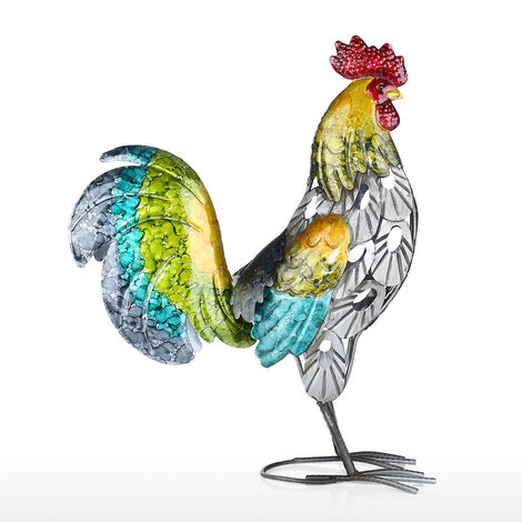 LEISEI 1pc Statue de coq,Décoration en Métal,Sculpture Décor pour Terrasse Balcon Cour Pelouse Jardin