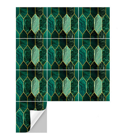 LEISEI Autocollants pour carrelage mural de sol Décoration de la maison Autocollants pour carrelage de cuisine Décoration de salle de bain 20cm x 20cm x 10pcs Autocollants pour carrelage en mosaïque p