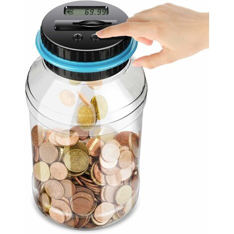 LEISEI Compteur de Tirelire numérique Comptage Automatique des pièces Tirelire économiseur Conteneur en Pot avec écran LCD et Grande capacité pour Enfants Adultes (1,8 Litre)