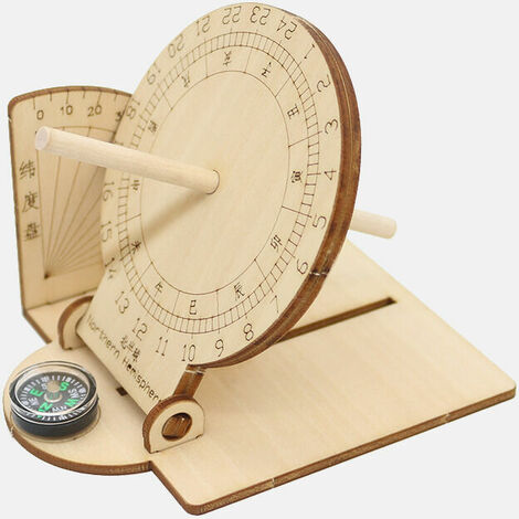 LEISEI Horloge Cadran Solaire Équatorial Ornement Bricolage en Bois Éducatif Scientifique Cadran 118.510 cm,26g