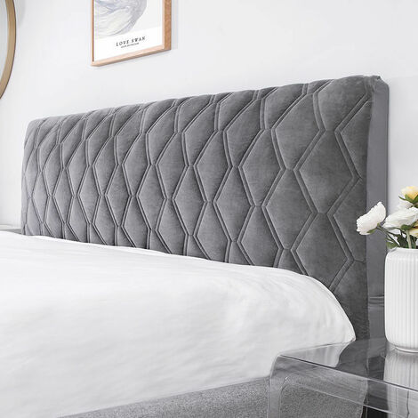 LEISEI Housse de tête de lit pour Twin Queen Full California King Bed Housse de tête de lit en velours anti-poussière extensible couleur unie matelassée Housse de tête de lit 1,2 m [Longueur de la têt