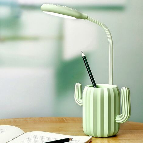 LEISEI Lampe de bureau LED lampe de nuit pour enfants, lampe de protection des yeux d'apprentissage, lumière verte réglable avec porte - stylo, chambre familiale, étude, bureau, lampe décorative est l