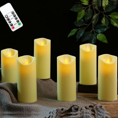 LEISEI Lot de 6 bougies électriques avec télécommande pour decoration,décor, fonctionne avec deux AA piles(non inclus), 5.312.5cm