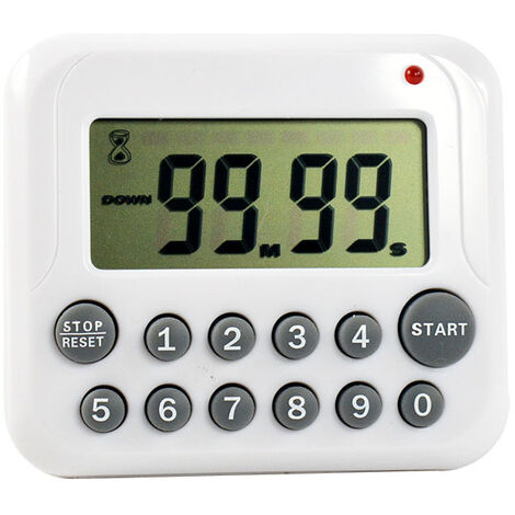 LEISEI Minuterie de cuisine, minuterie de cuisson compte à rebours/compte à rebours minuterie numérique avec alarme forte grand écran LCD dos magnétique (1 pièces)