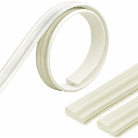 LEISEI moulure de plafond, Corniches Moulures Cimaises, Bande décorative autocollante blanc crème pour cuisine, salle de bain, salon, cadre de porte murale de fond TV (1 m/rouleau) 1m3.2cm