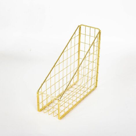 LEISEI Nordic Wrought Iron Grid File Holder Simple Single Layer Desk Shelf Magazine Book Storage
