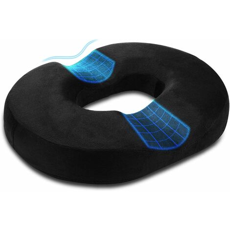 LEISEI Oreiller de Beignet Coussin hémorroïde Coussin en Mousse à mémoire de Forme pour Grossesse, Coccyx, plaies de lit, Dos, sciatique, 18 Pouces Noir