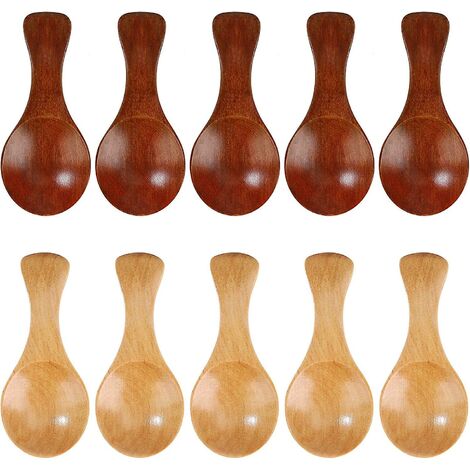 LEISEI Petite cuillère à sel en bois, mini cuillère en bois avec manche court idéale pour les pots à confiture