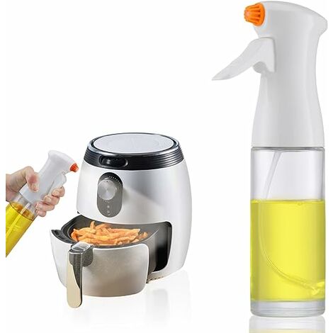 LEISEI Spray Huile de Cuisine (230ML, Verre) Vaporisateur Huile d'olive, Pulvérisateur Huile de Cuisson Alimentaire(Blanc)