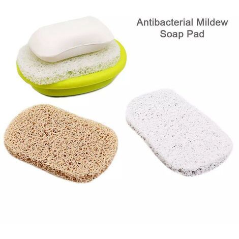LEISEI Tampons anti-dérapant pour savon, porte-savon antidérapant, porte-savon auto-videur, porte-savon, ensemble de 6 pièces - beige et blanc