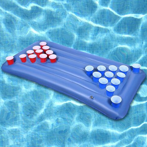 LEISEI Tapis de Piscine Gonflable pour Adulte, Flottant de Jeu Gonflable Jeu de Table de Billard Flottant - Trou de 24 Tasses