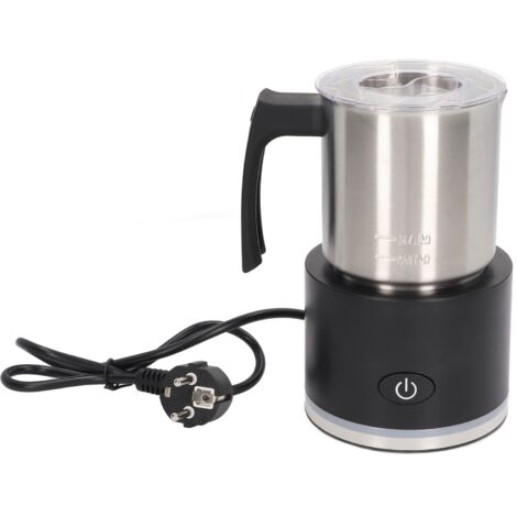 Leiser elektrischer Milchaufschäumer, automatisch für Kaffee und heiße Schokolade, abnehmbares Design, EU-Stecker 220–240 V, Schwarz