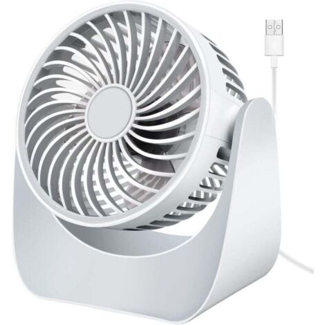 Leiser USB-Ventilator, Mini-Tischventilator mit 3 Geschwindigkeiten, 360°-Drehung, kleiner effizienter tragbarer Tischventilator für Schlafzimmer, Auto, Camping, Outdoor (Weiß, ohne Batterie)