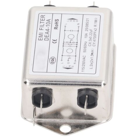 Leistungs-EMI-Filter, Audio-Leistungsfilter-Reiniger, Verbessert die Arbeitseffizienz, 10 A, Gute Differenzmodusunterdrückung, Universell AC115 V/250 V für Frequenzumrichter