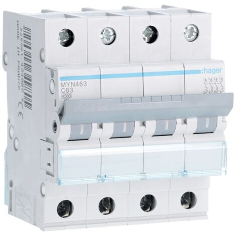 Leistungsschalter 4P Hager 63A 4,5 KA C 4 module MYN463