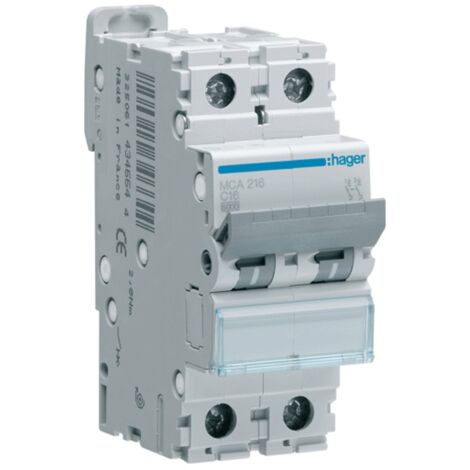 Leistungsschalter Hager 16A 2P 6KA C 2 module MCA216