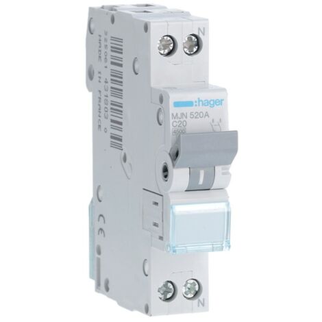 Leistungsschalter Hager 1P+N 20A 4,5 KA C 1 modul MJN520A
