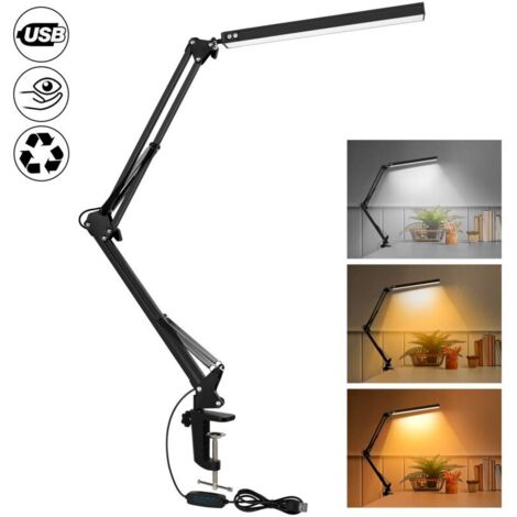 Leistungsstarke LED-Schreibtischlampe mit Klemme – Augenschonendes LED-Licht – 3 Beleuchtungsmodi x 10 Helligkeitsstufen