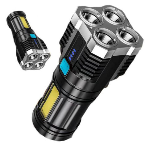 Leistungsstarke LED-Taschenlampe, USB-aufladbar, tragbar, IPX5 wasserdicht für Wandern, Camping und Notfälle im Freien