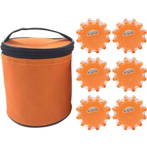 Leistungsstarke orangefarbene LED-Warnleuchte, Blitzlicht für Autos, Traktoren-Warnleuchte, flache magnetische, batteriebetriebene, drahtlose Warnleuchte für blinkende Notfallbeleuchtung (Orange, 6 St