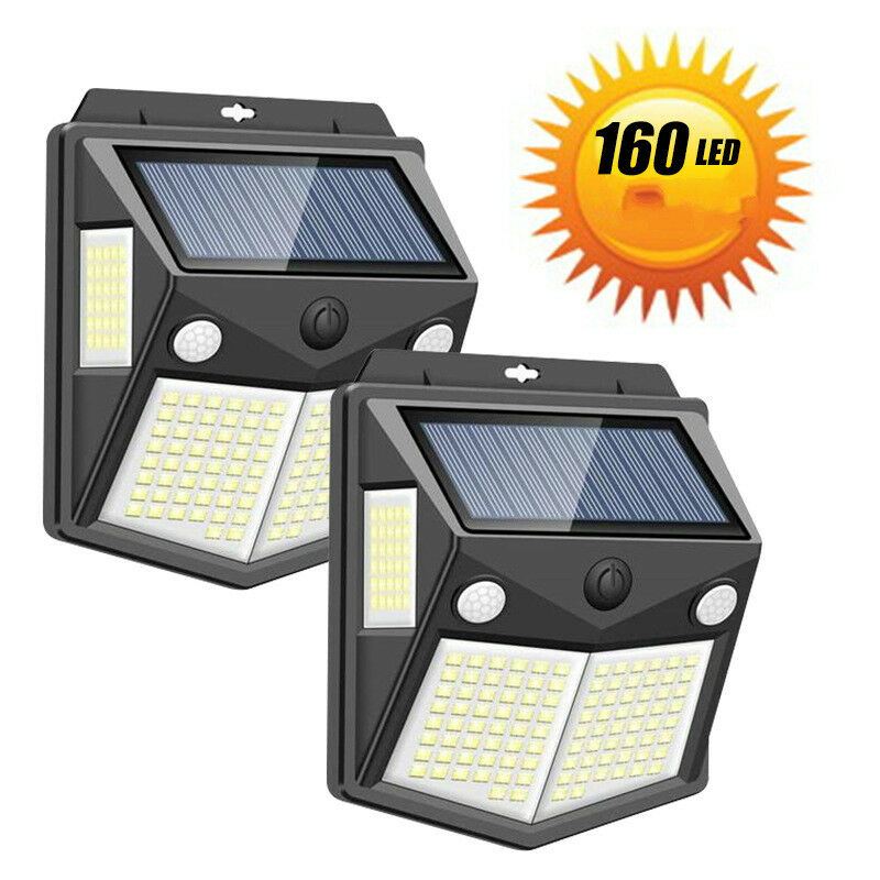 Thsinde - Leistungsstarke Solar-Außenleuchten, 4er-Pack 160 LED-Solarleuchten Außen-Solarleuchten IP65 Wasserdichte Solarlampe mit Bewegungssensor