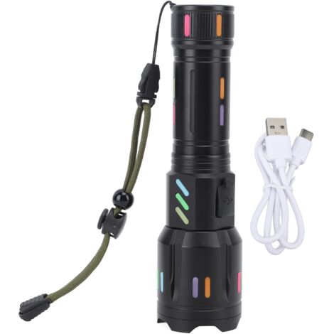 Leistungsstarke und zoomfähige LED-Taschenlampe, große Reichweite, mit Akkuanzeige für den Outdoor-Einsatz