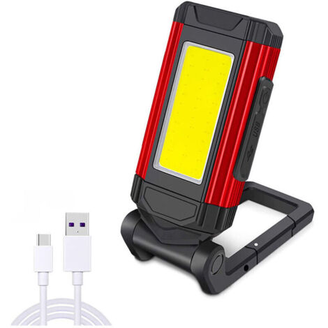 Leistungsstarke, wiederaufladbare Arbeitsleuchte, LED-Werkstattleuchte mit Magnetfuß, Taschenlampe