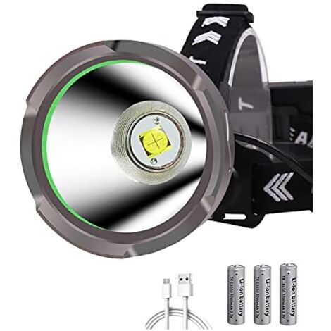 Leistungsstarke wiederaufladbare LED-Stirnlampe 15.000 Lumen, WESLITE Long Range XHP90 Spotlight Ultra leistungsstarke LED-Stirnlampe 4 Modi Stirnlampenprojektor mit Aluminiumreflektor (groß)