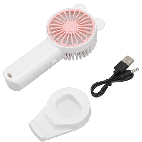 Leistungsstarker, per USB aufladbarer Taschenventilator, 5 Flügel, abnehmbarer Standfuß, Mini-Ventilator für Zuhause, Büro und Reisen, Weiß