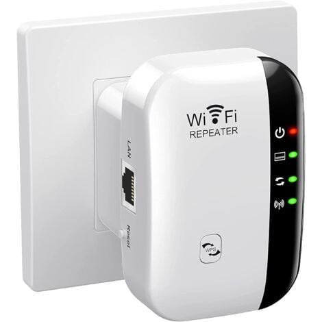 MUMU Leistungsstarker WLAN-Repeater, 300 Mbit/s, leistungsstarker WLAN-Verstärker, 2,4 GHz WLAN-Reichweitenverstärker, WLAN-Repeater-Extender mit Ethernet-Anschluss, WLAN-Extender, WLAN-Booster, RJ45, WPS-