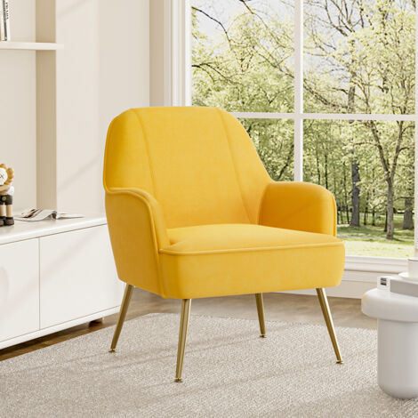 Leisure Velvet Armchair, Yellow