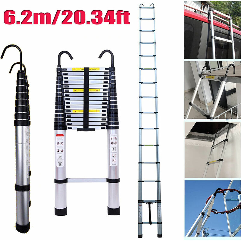 Image of Dayplus - Leiter mit 2 Haken, Rutschfester Anlegeleiter Mehrzweckleiter, 150kg Tragkraft