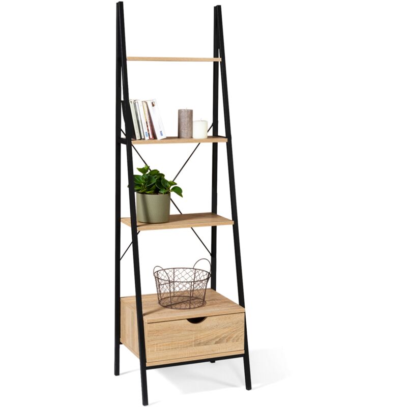 Idmarket Beige Leiterregal 4 Ebenen Mit Schublade Detroit Industriedesign