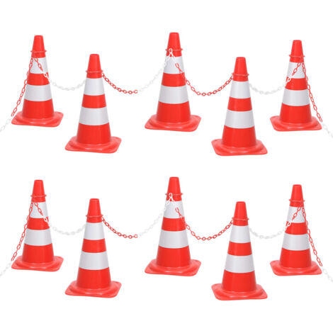 Leitkegel-Set mit 10 m Kette Rot und Weiß