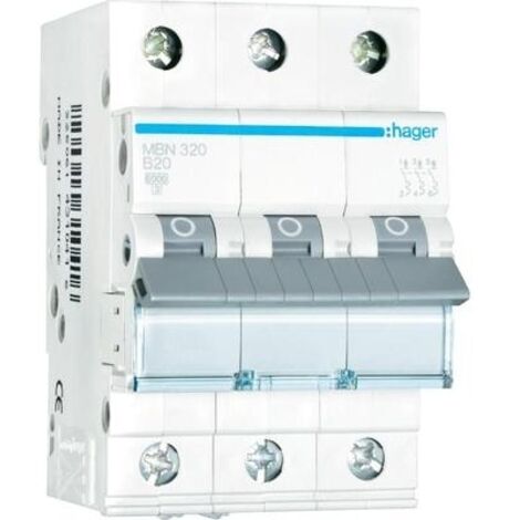 Leitungsschutzschalter Hager, B20A 3p, 6kA, MBN320