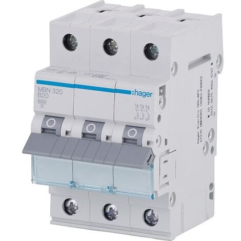 Leitungsschutzschalter Hager, B20A 3p, 6kA, MBN320