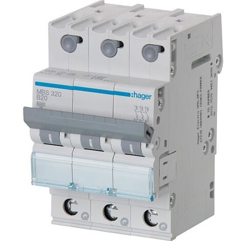 Leitungsschutzschalter Hager, B20A 3p, 6kA, MBS320