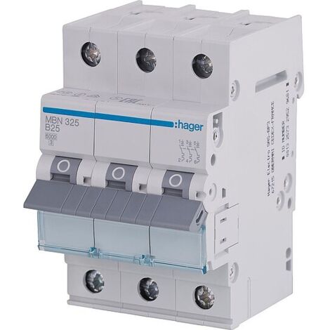 Leitungsschutzschalter Hager, B25A 3p, 6kA, MBN325